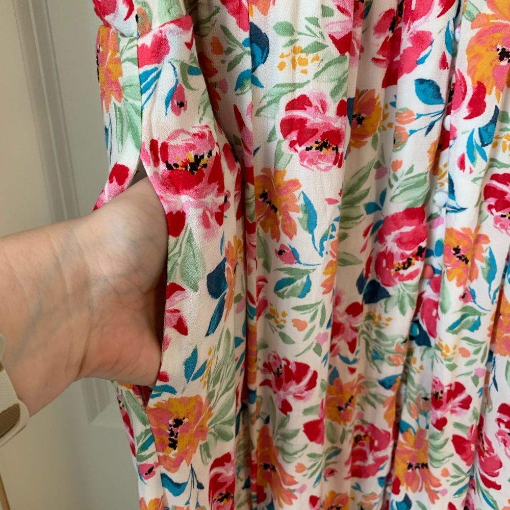 NWT TORRID Women’s‎ Ivory Ditsy Floral Gauze Button Front Tea-Length Dress Sz 2X - Picture 11 of 16